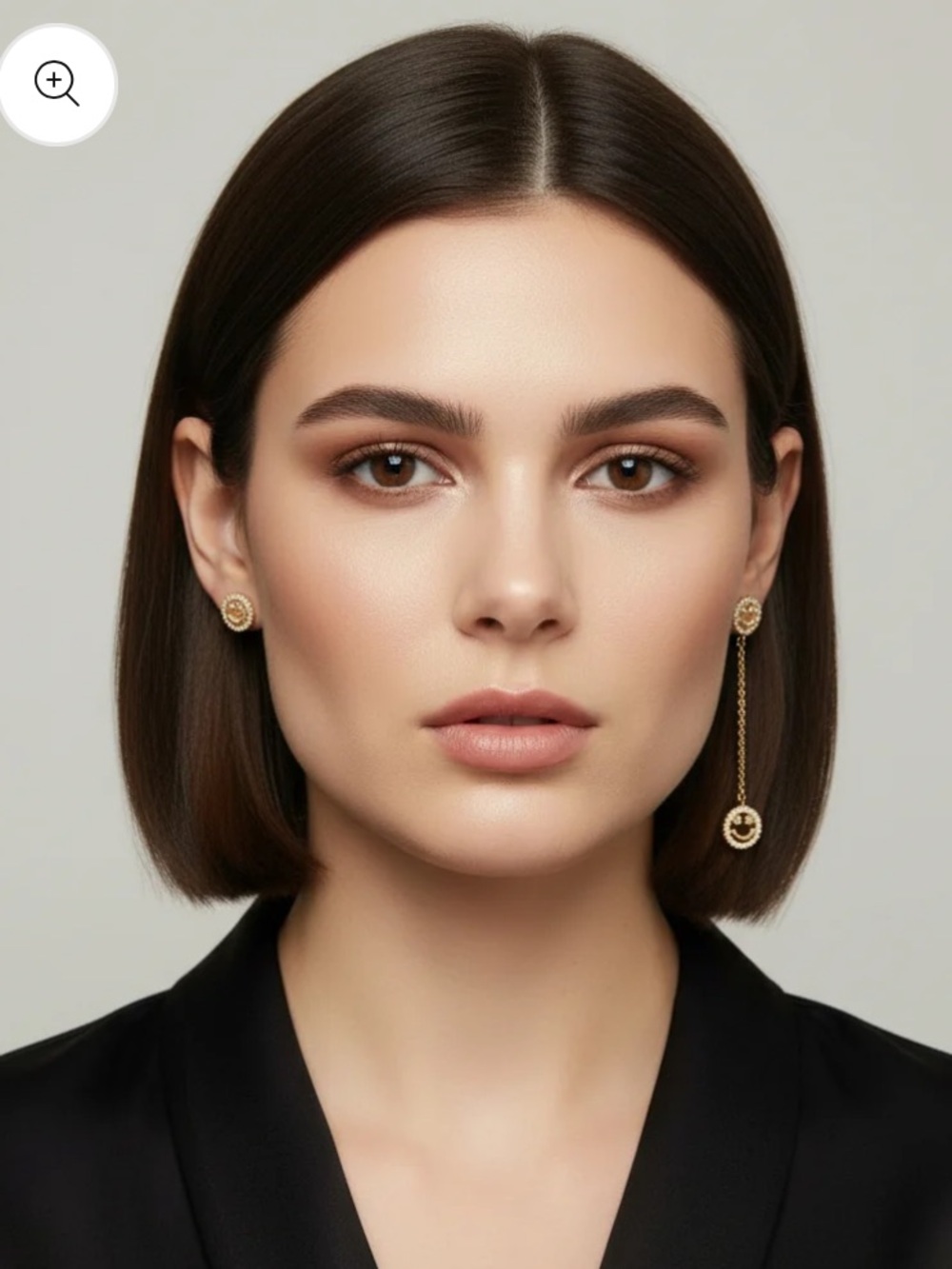 Smile Face Unbalanced Gold Dipped Sterling Silver Earrings
